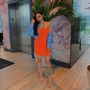 Orange bodycon dress